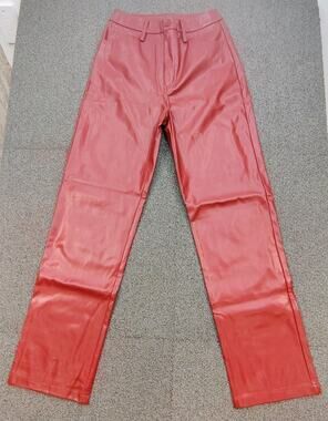 Intu Womens Red Leather Flat Front 5-Pocket Design Chino Pants Size S
